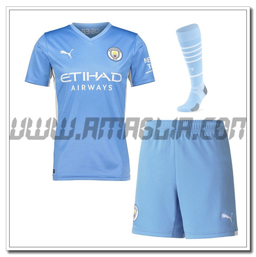 Kit Maglia Manchester City Prima (Pantaloncini + Calzini) 2021 2022