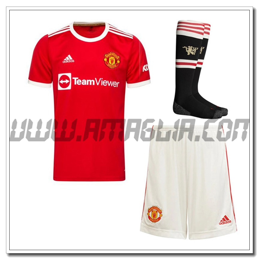 Kit Maglia Manchester United Prima (Pantaloncini + Calzini) 2021 2022