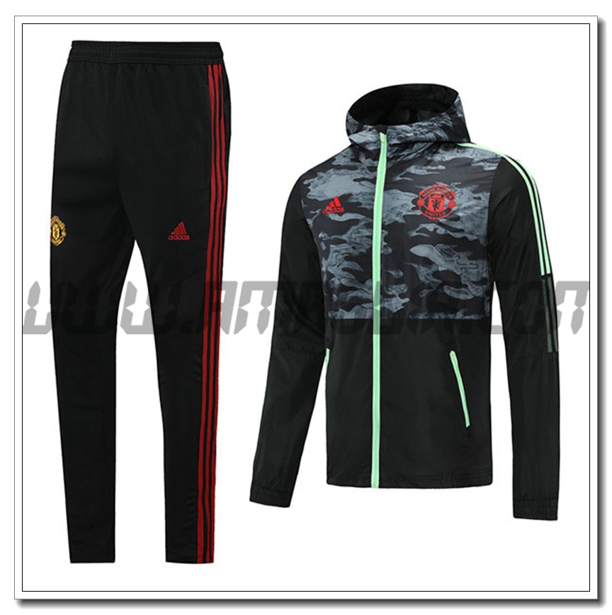 Tuta Giacca con Cappuccio Manchester United Nero 2021 2022