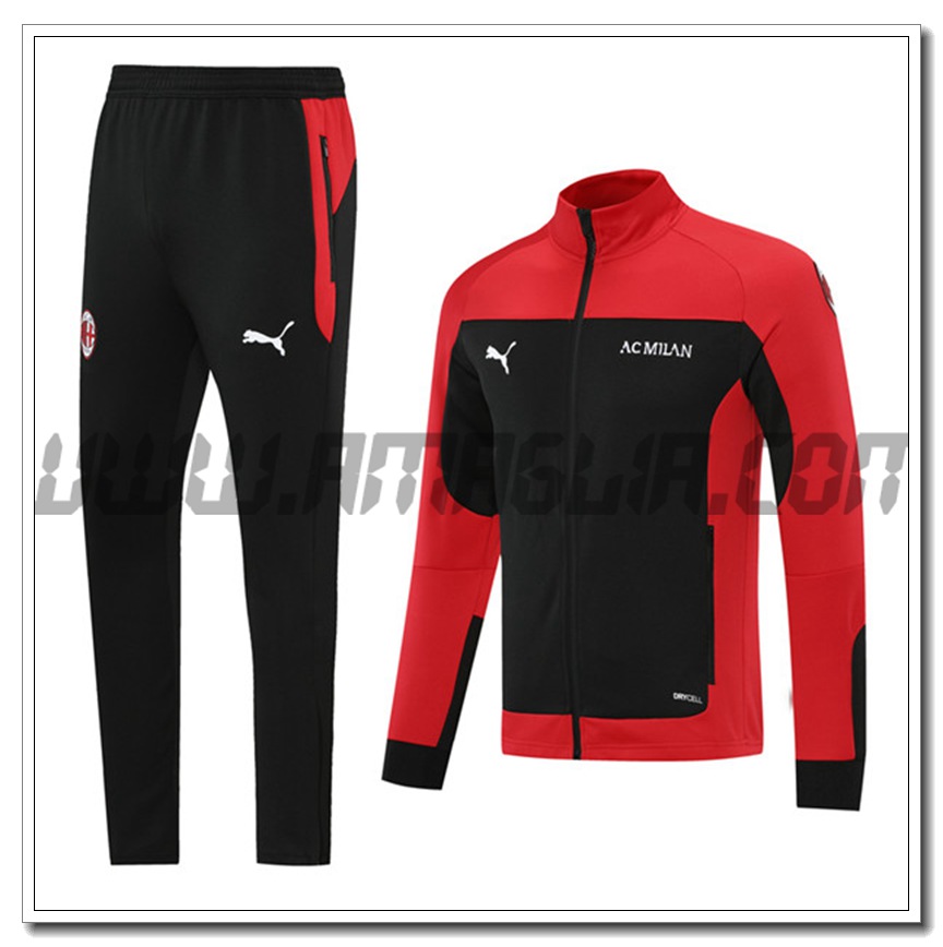 Tuta Giacca Allenamento AC Milan Nero/Rosso 2021 2022