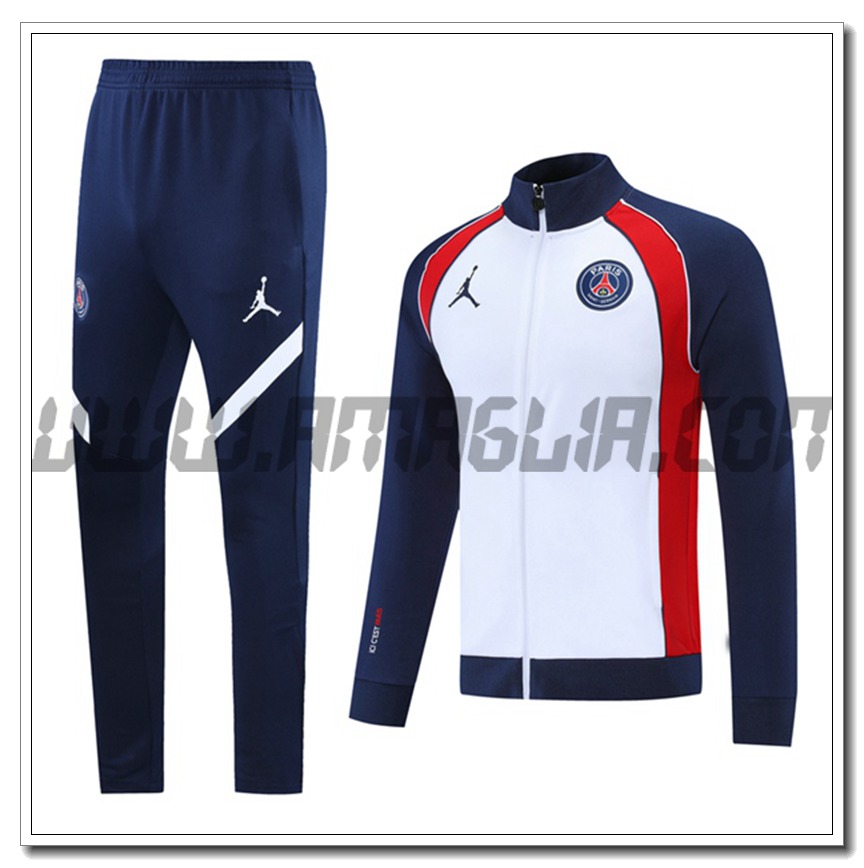 Tuta Giacca Allenamento PSG Bianco/Blu Marino 2021 2022