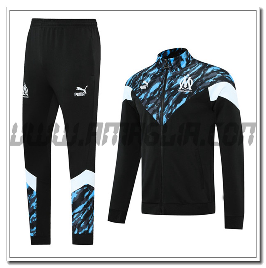 Tuta Giacca Allenamento Marsiglia OM Nero/Blu 2021 2022