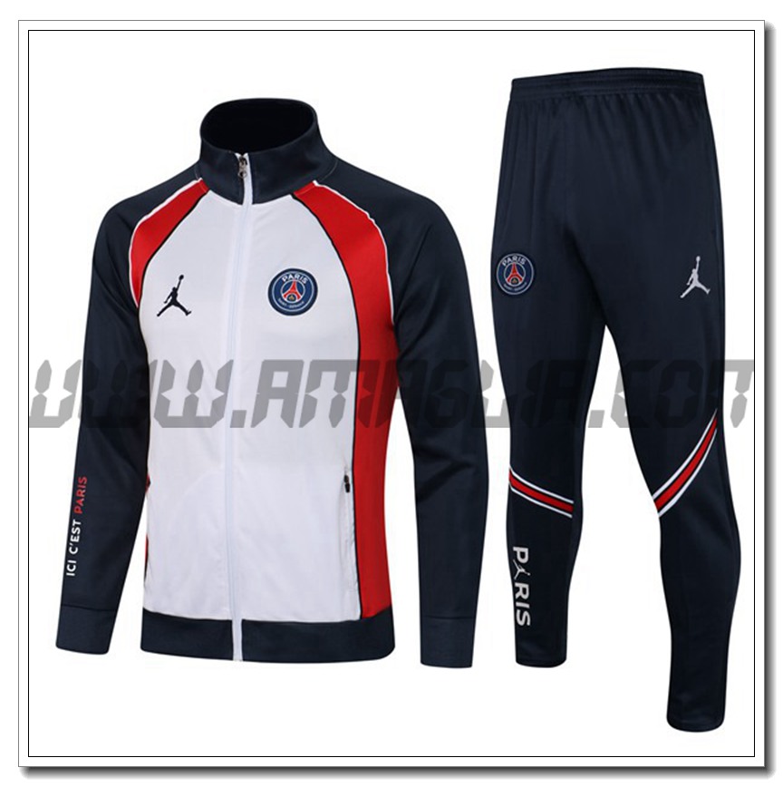 Tuta Giacca Allenamento Jordan PSG Bianco/Rosso 2021 2022