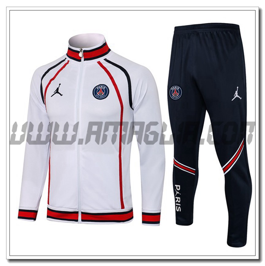 Tuta Giacca Allenamento Jordan PSG Bianco/Rosso 2021 2022 -1
