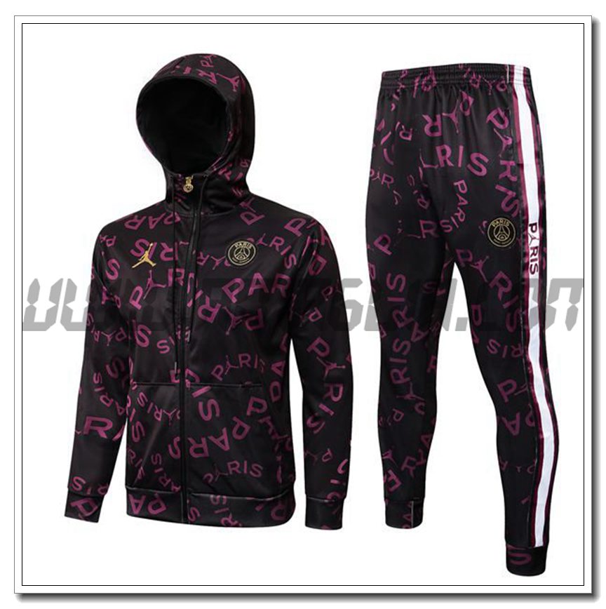 Tuta Giacca con Cappuccio Jordan PSG Rosso/Nero 2021 2022