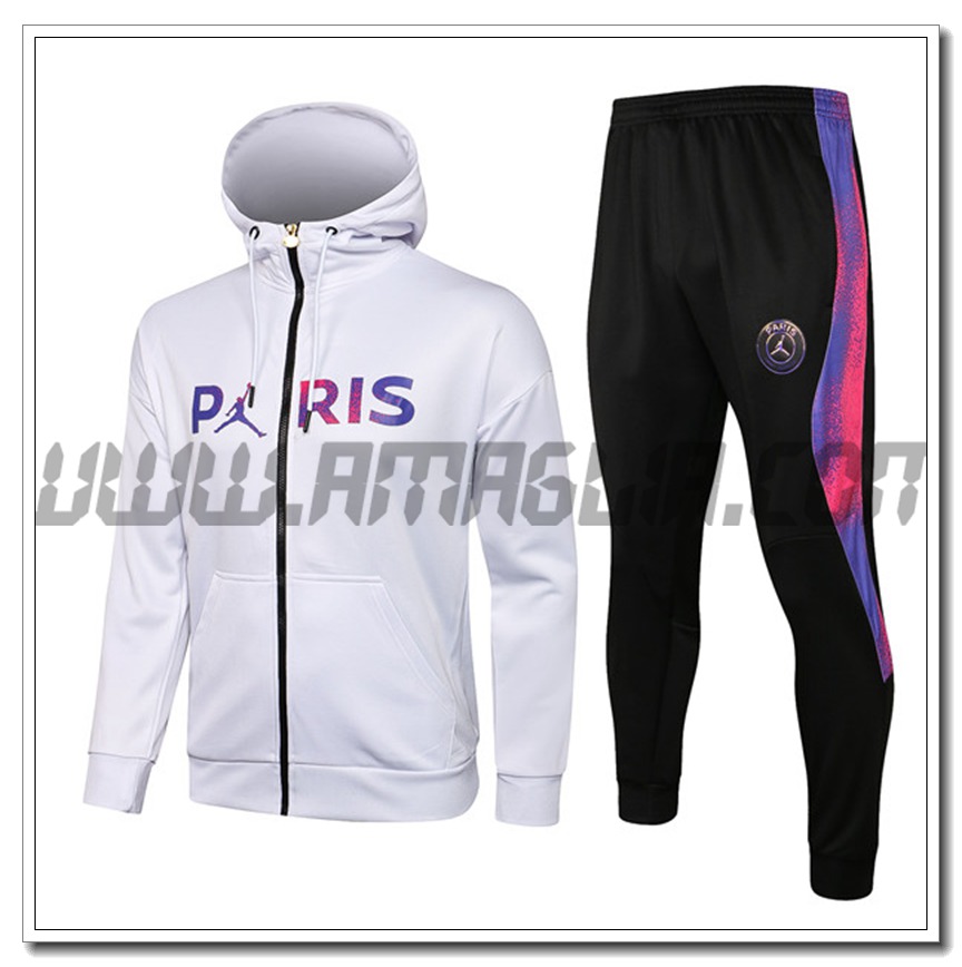 Tuta Giacca con Cappuccio Jordan PSG Bianco 2021 2022