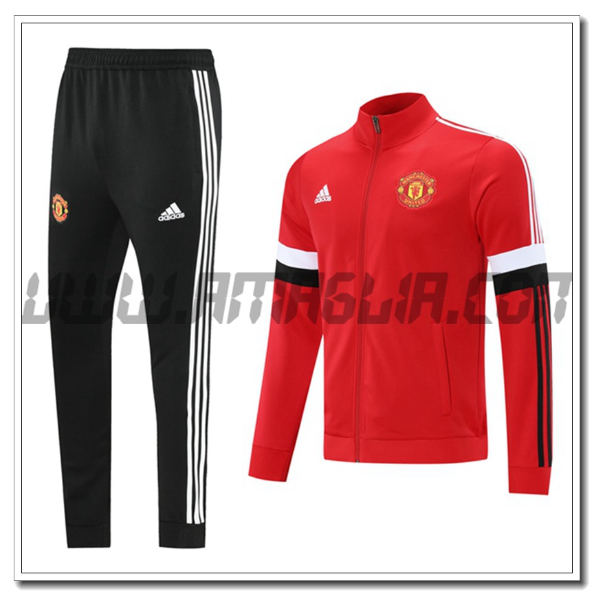 Tuta Giacca Allenamento Manchester United Rosso/Bianco 2021 2022