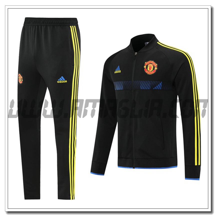 Tuta Giacca Allenamento Manchester United Nero/Giallo 2021 2022