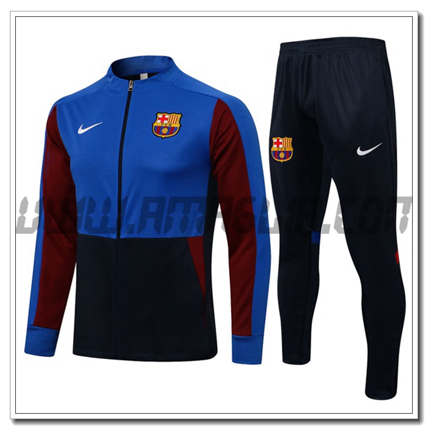 Tuta Giacca Allenamento FC Barcellona Nero/Blu 2021 2022