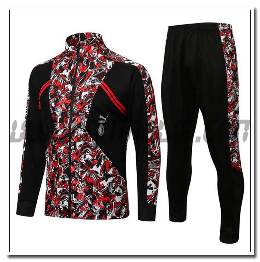 Tuta Giacca Allenamento AC Milan Rosso/Bianco/Nero 2021 2022