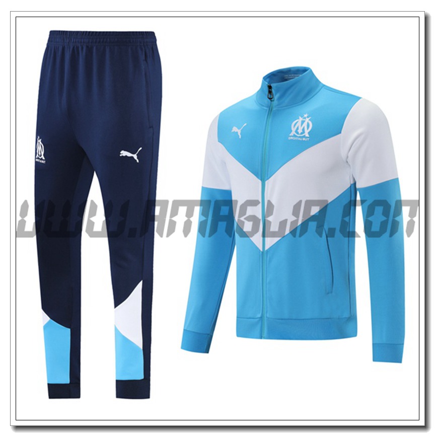 Tuta Giacca Allenamento Marsiglia OM Bianco/Blu 2021 2022