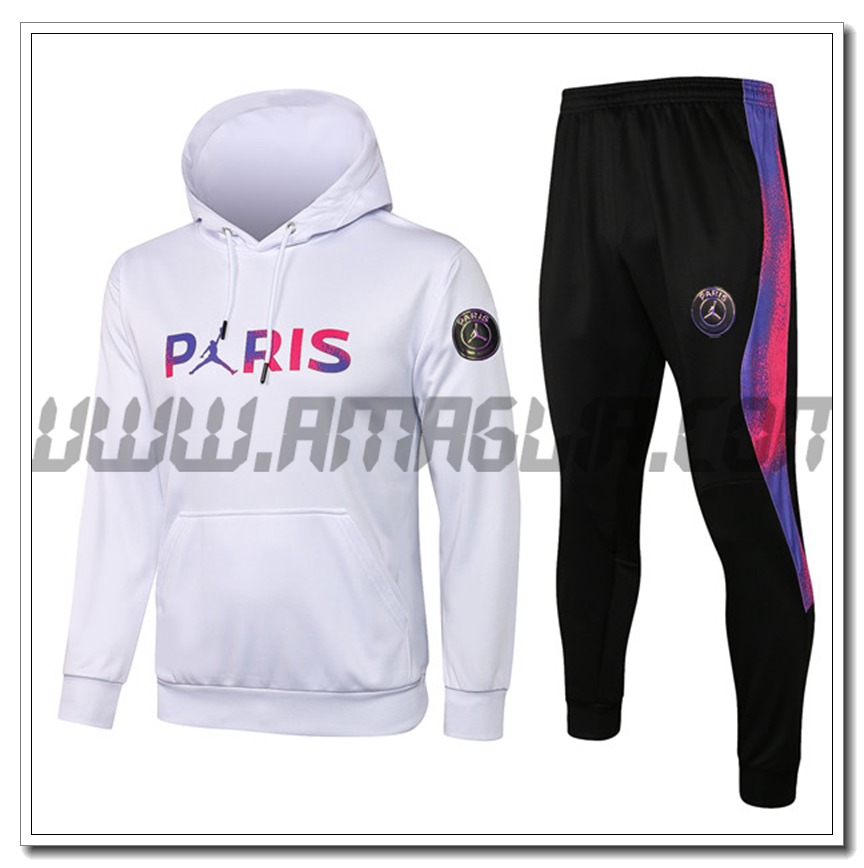 Tuta Giacca con Cappuccio Jordan PSG Paris Bianco 2021 2022