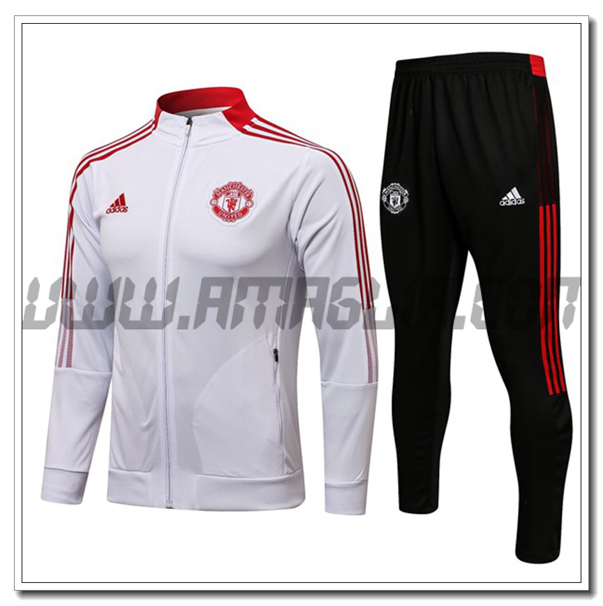 Tuta Giacca Allenamento Manchester United Bianco/Rosso 2021 2022