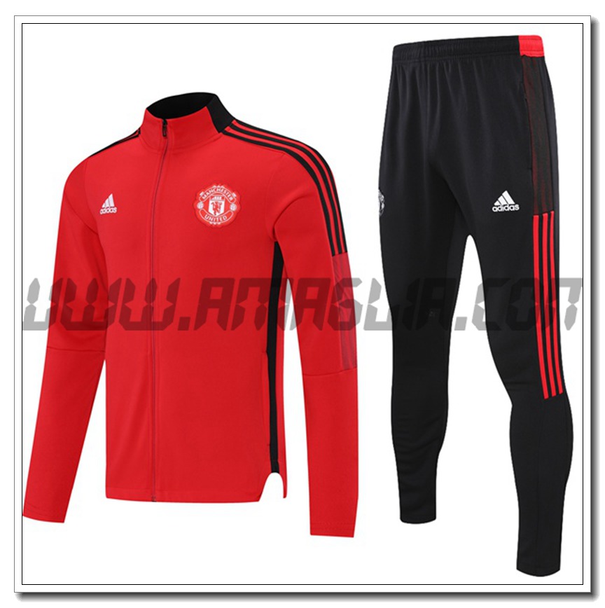 Tuta Giacca Allenamento Manchester United Rosso/Nero 2021 2022