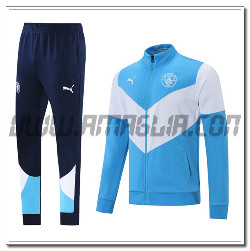 Tuta Giacca Allenamento Manchester City Blu/Bianco 2021 2022