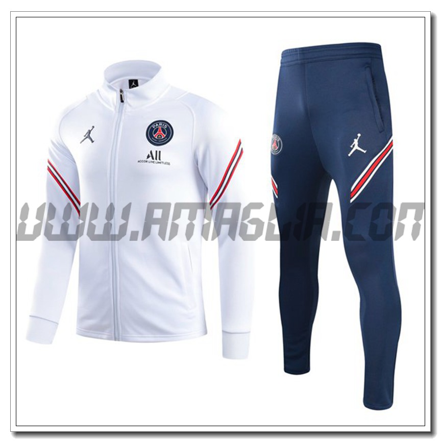 Tuta Giacca Allenamento Jordan PSG Bianco 2021 2022 -3
