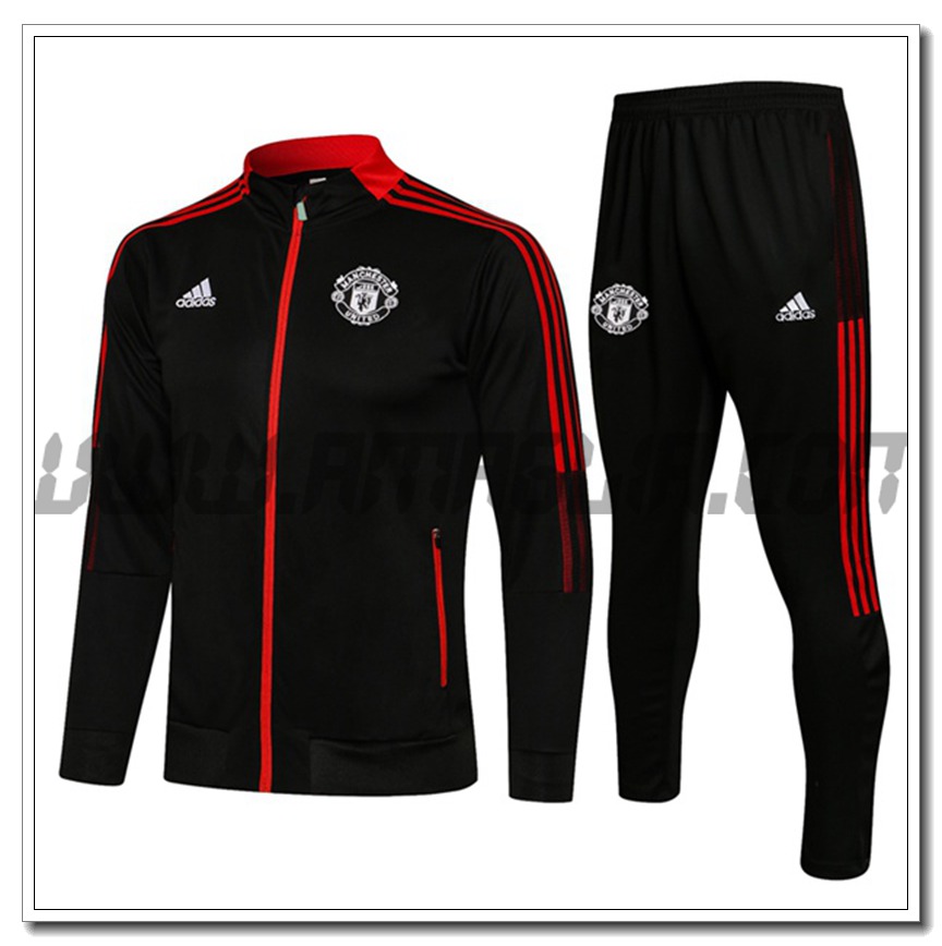 Tuta Giacca Allenamento Manchester United Nero/Rosso 2021 2022