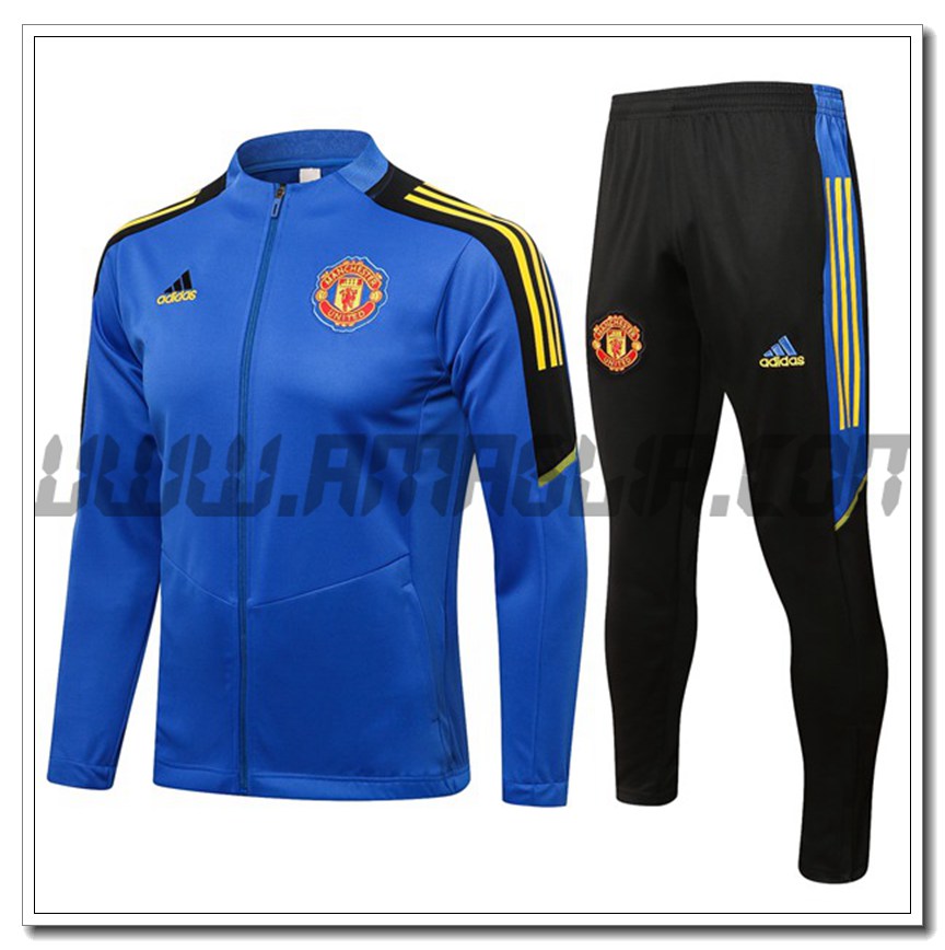 Tuta Giacca Allenamento Manchester United Blu/Nero 2021 2022