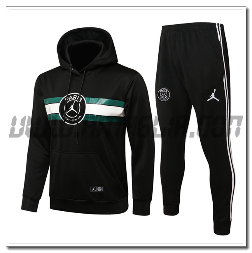 Tuta Giacca con Cappuccio Jordan PSG Nero/Verde/Bianco 2021 2022