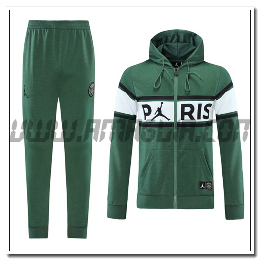 Tuta Giacca con Cappuccio PSG Verde 2021 2022