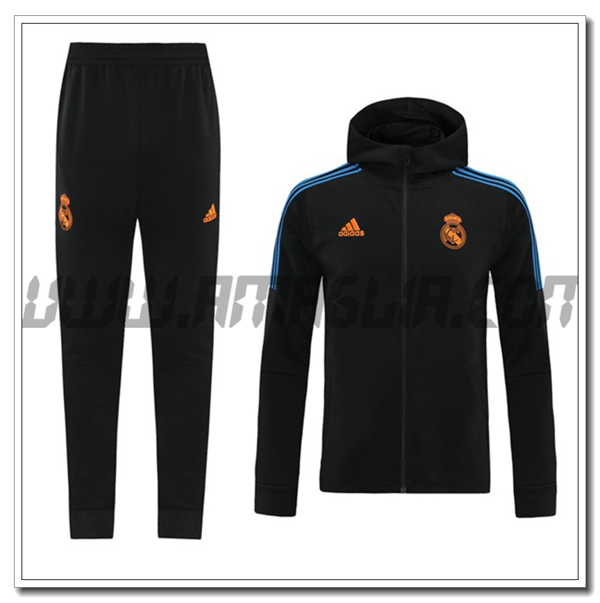 Tuta Giacca con Cappuccio Real Madrid Nero/Blu 2021 2022