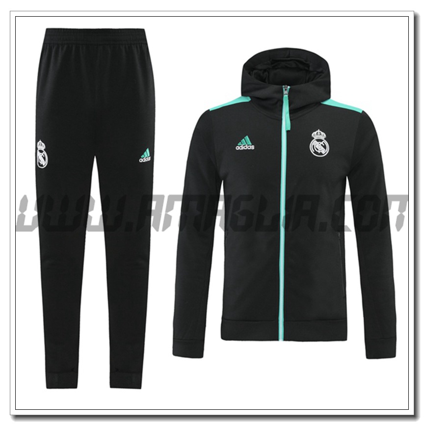 Tuta Giacca con Cappuccio Real Madrid Nero/Verde 2021 2022