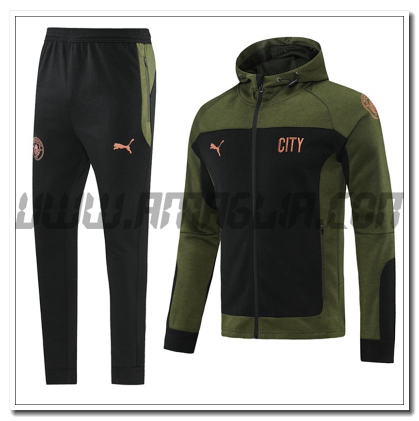 Tuta Giacca con Cappuccio Manchester City Verde/Nero 2021 2022