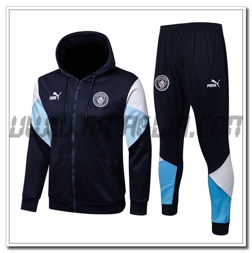 Tuta Giacca con Cappuccio Manchester City Blu Marino/Blu/Bianco 2021 2022