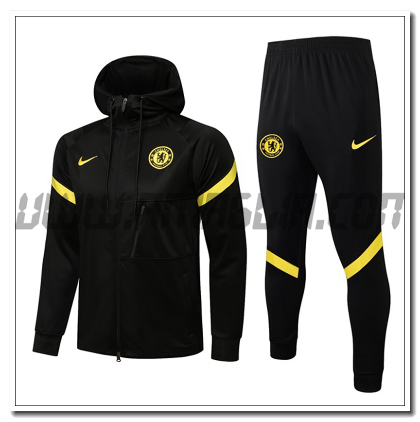 Tuta Giacca con Cappuccio FC Chelsea Nero/Giallo 2021 2022