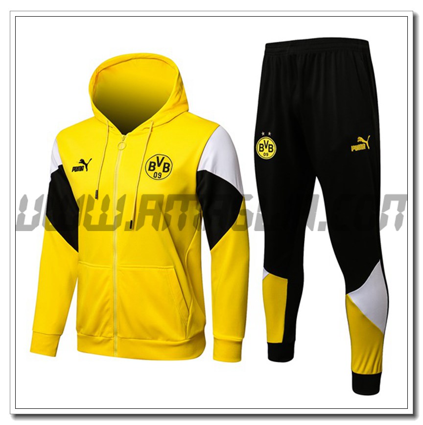 Tuta Giacca con Cappuccio Dortmund BVB Giallo/Bianco 2021 2022