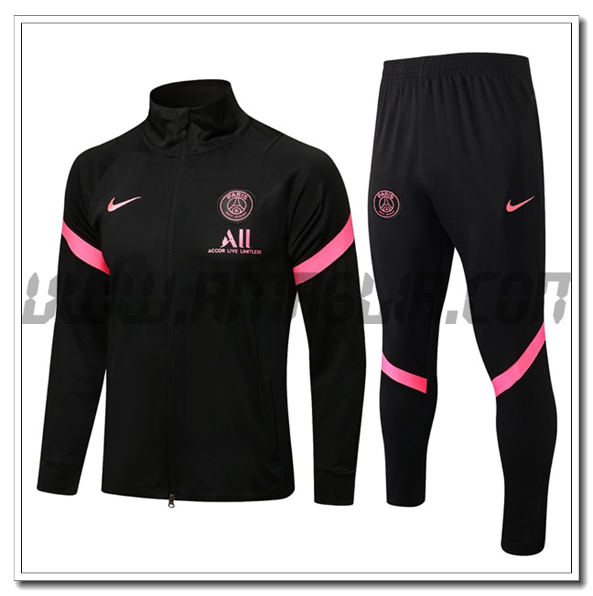 Tuta Giacca Allenamento Jordan PSG Nero/Rosa 2021 2022 -1