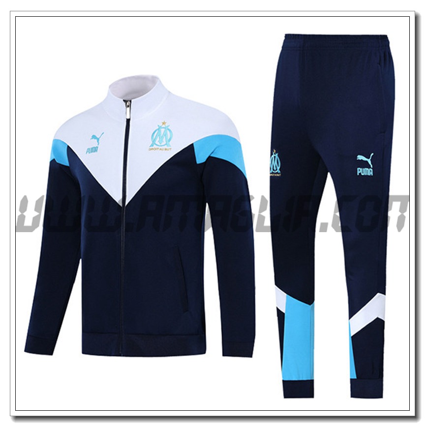 Tuta Giacca Allenamento Marsiglia OM Bianco/Blu Marino 2021 2022