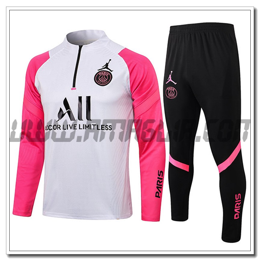 Tuta Allenamento Jordan PSG Bianco/Rosa 2021 2022 -02