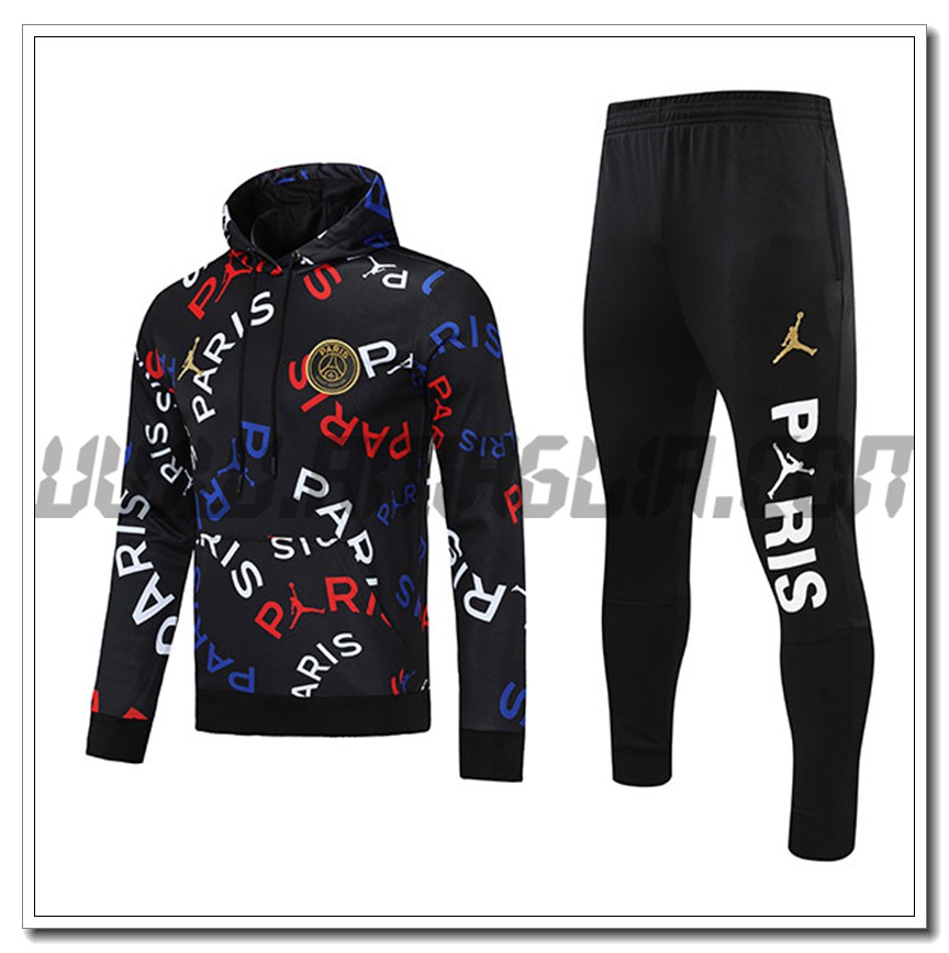 Tuta Giacca con Cappuccio Jordan PSG Nero/Rosso 2021 2022