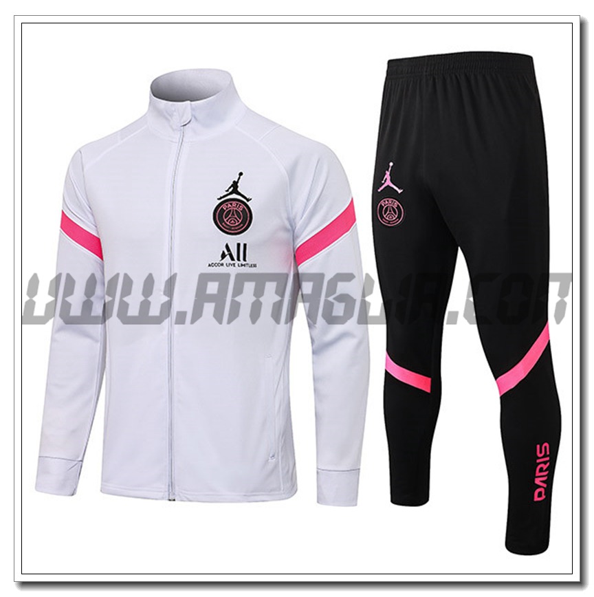 Tuta Giacca Allenamento Jordan PSG Bianco/Rosa 2021 2022