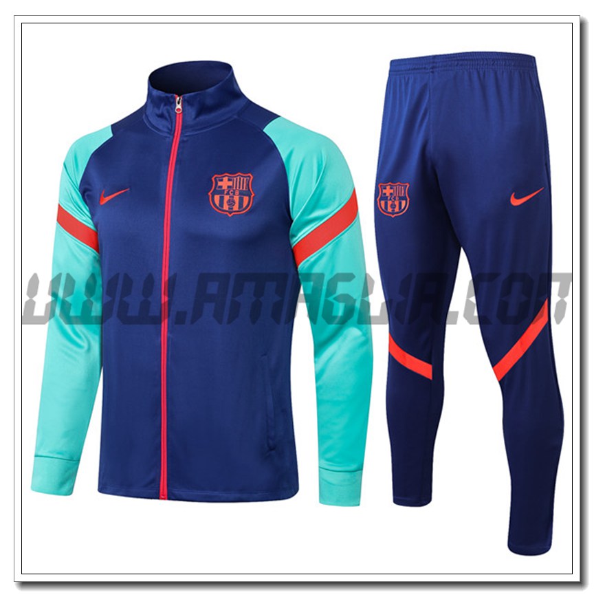Tuta Giacca Allenamento FC Barcellona Blu/Verde 2021 2022