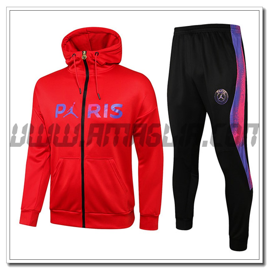 Tuta Giacca con Cappuccio Jordan PSG Rosso 2021 2022