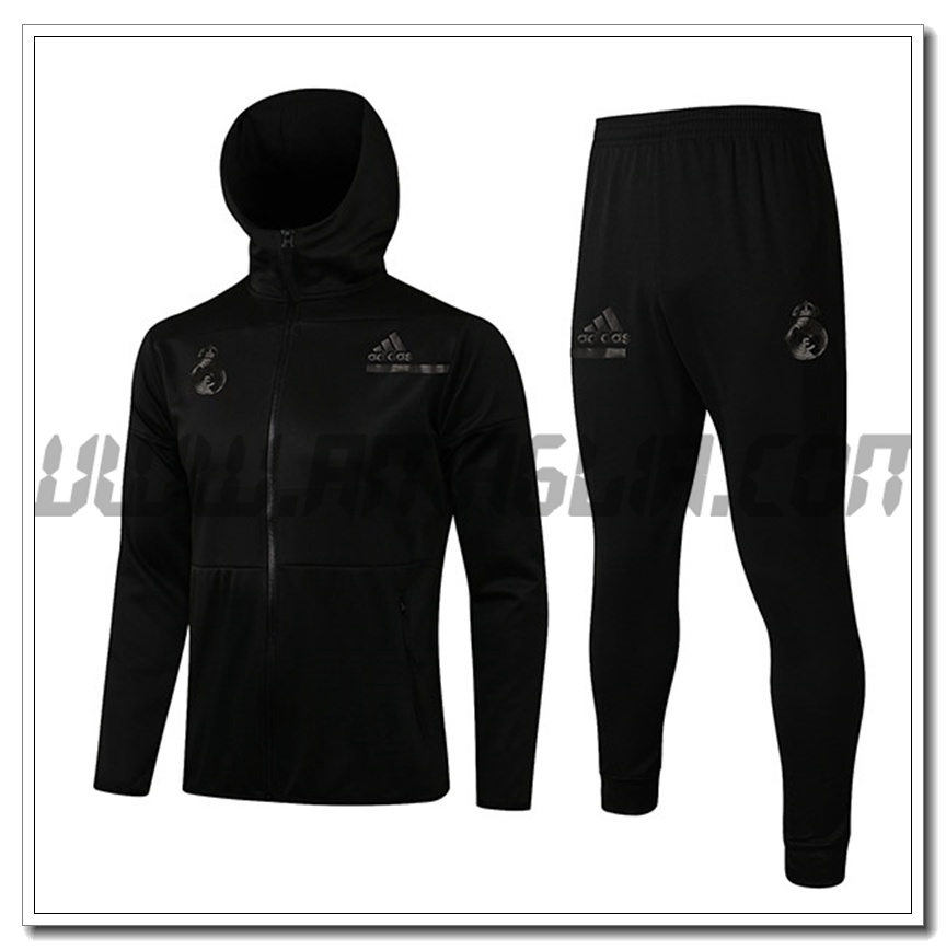 Tuta Giacca con Cappuccio Real Madrid Nero 2021 2022