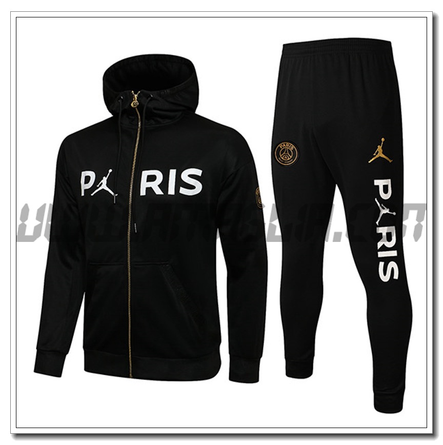 Tuta Giacca con Cappuccio Jordan PSG Nero/Bianco 2021 2022
