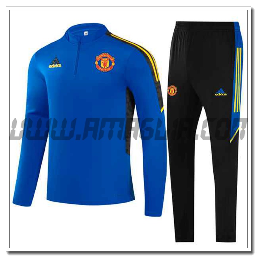 Tuta Allenamento Manchester United Bambino Blu/Giallo 2021 2022