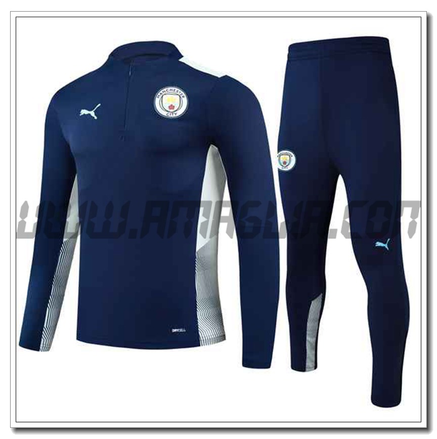 Tuta Allenamento Manchester City Bambino Blu Marino/Bianco 2021 2022