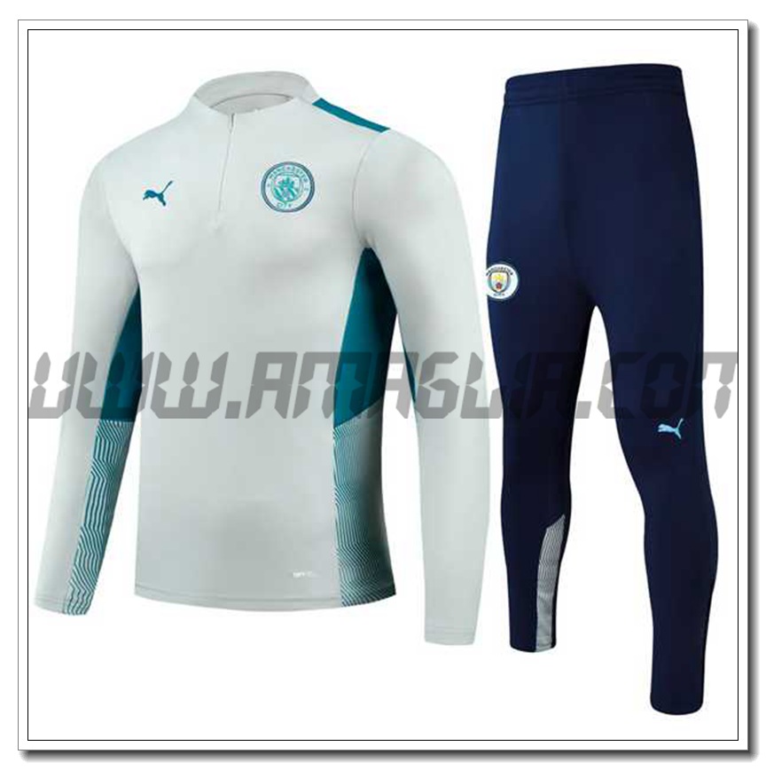 Tuta Allenamento Manchester City Bambino Blu Marino/Bianco 2021 2022