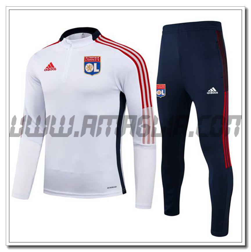 Tuta Allenamento Lyon OL Bambino Bianco/Rosso 2021 2022