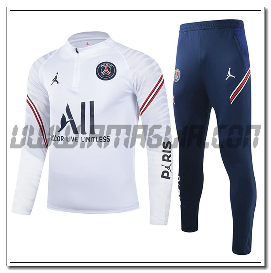 Tuta Allenamento Jordan PSG Bambino Bianco 2021 2022