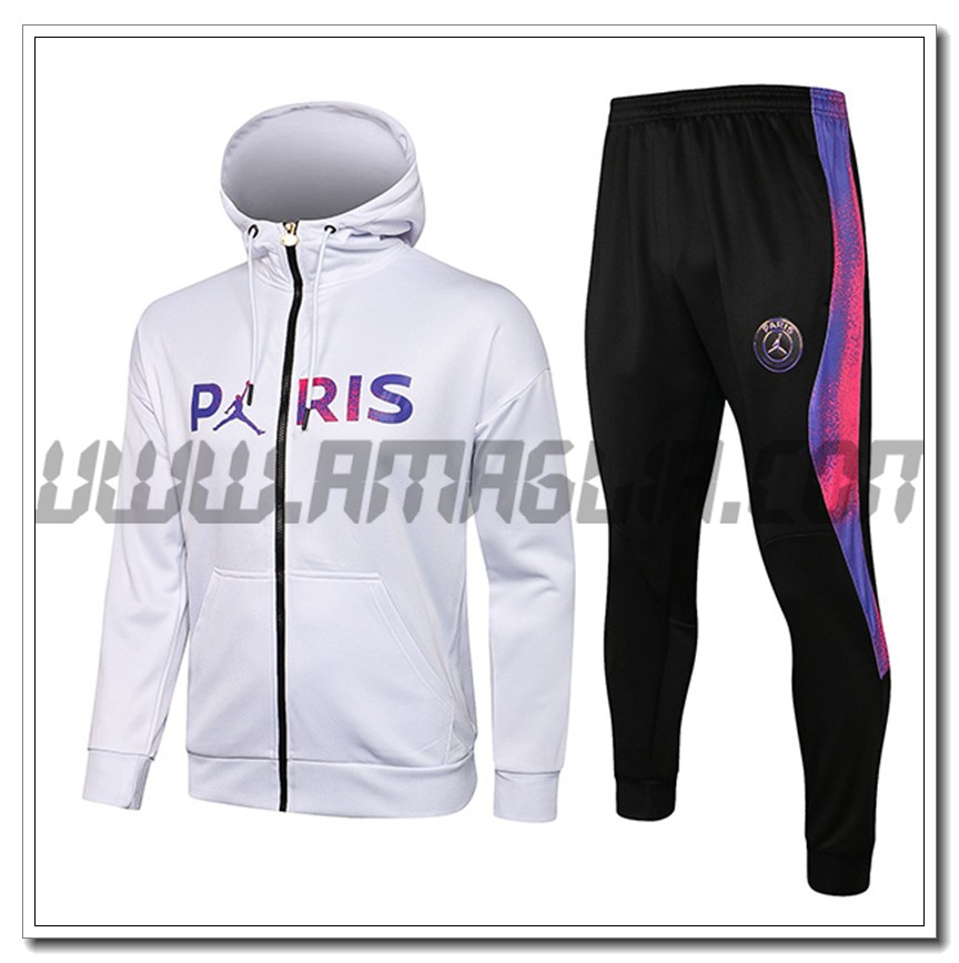 Tuta Giacca con Cappuccio Jordan PSG Bambino Bianco 2021 2022