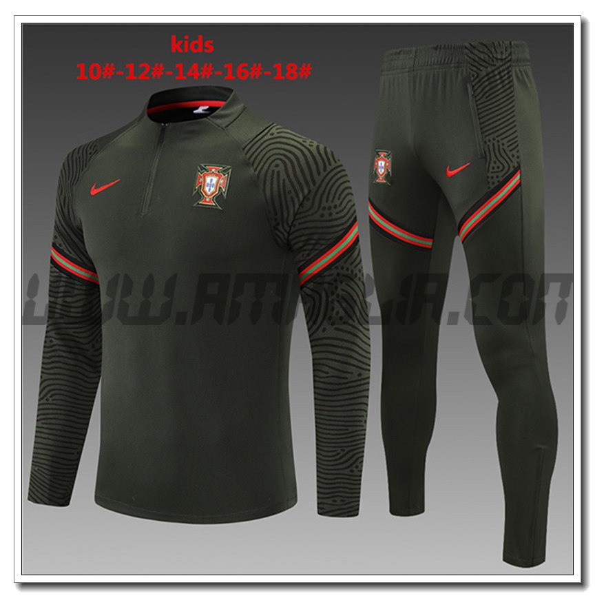 Tuta Allenamento Portogallo Bambino Verde Buio 2021 2022