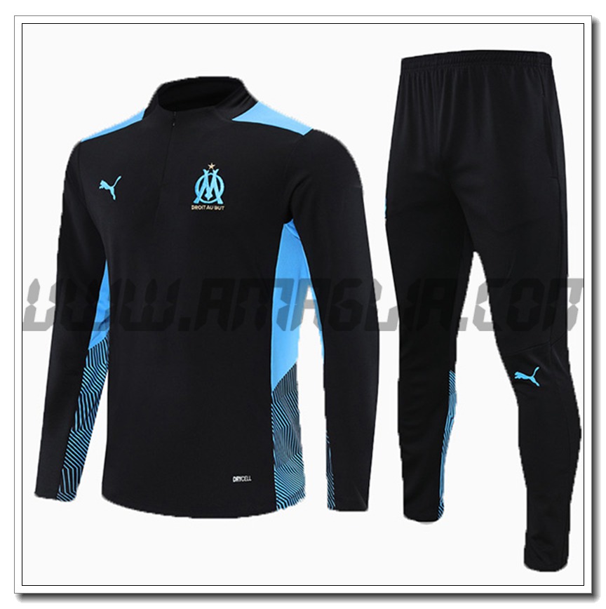 Tuta Allenamento Marsiglia OM Bambino Nero 2021 2022