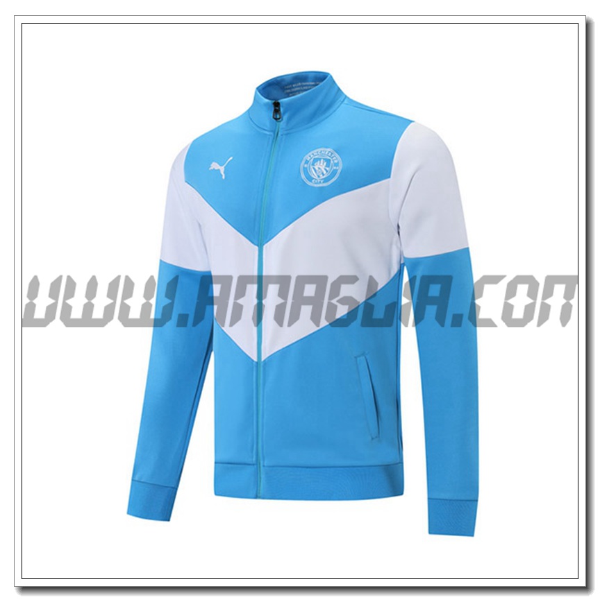 Nuova Giacca Calcio Manchester City Blu/Bianco 2021 2022