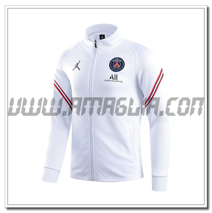 Nuova Giacca Calcio Jordan PSG Bianco 2021 2022 -3