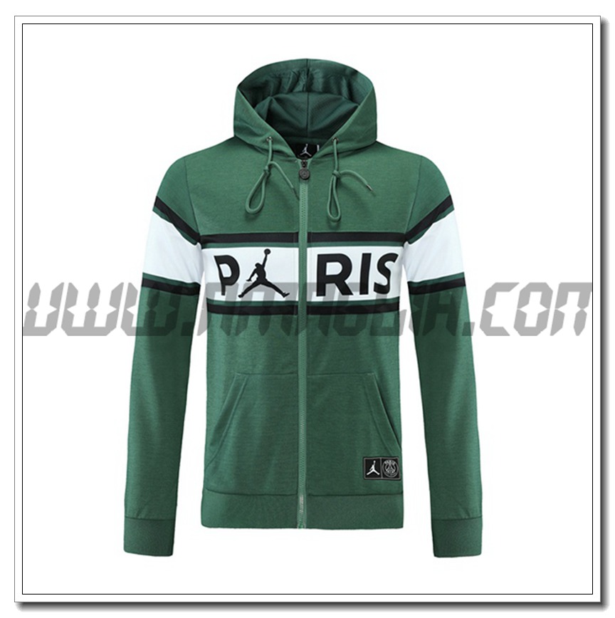 Nuova Giacca con Cappuccio PSG Verde 2021 2022